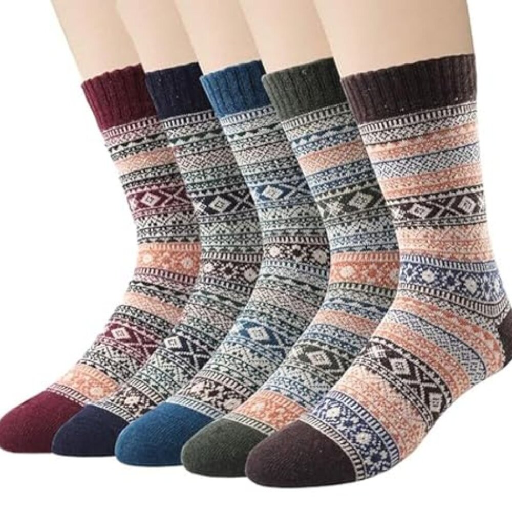 Mens Wool‎ Socks for Winter Thick Warm Hiking Sock Soft Casual Nordic Boot Socks